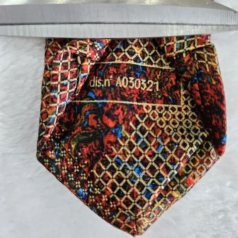 Brioni‎ Silk Tie Mens Luxury Red Gold Floral Handmade in Italy Designer Wedding